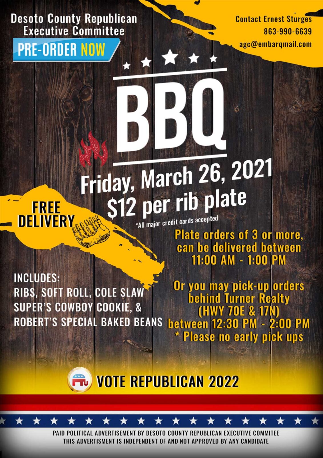 BBQ Dinner, fundraiser for the DeSoto County Republican Party Committee